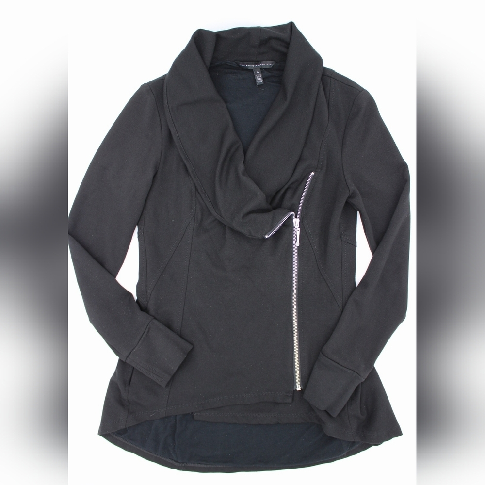 White House Black Market Side Zip Cowl Neck Jacket Size 0 - Picture 3 of 7